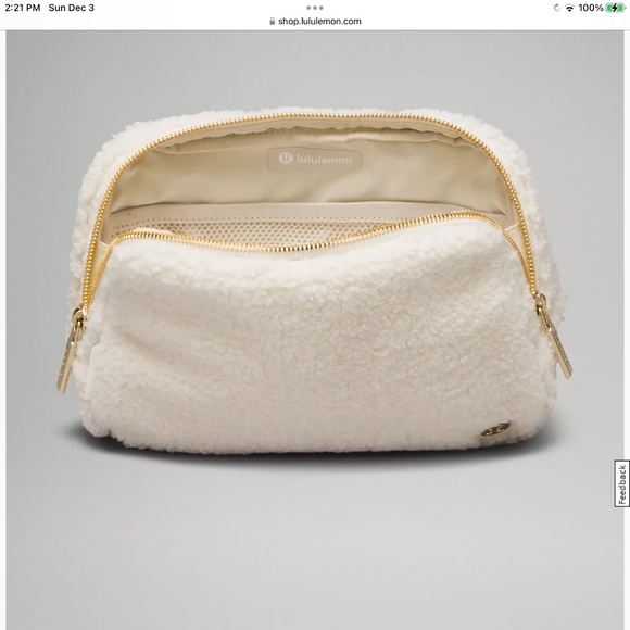 lululemon Everywhere Belt Bag Large 2L Fleece in White Opal/ Gold - Picture 5 of 6